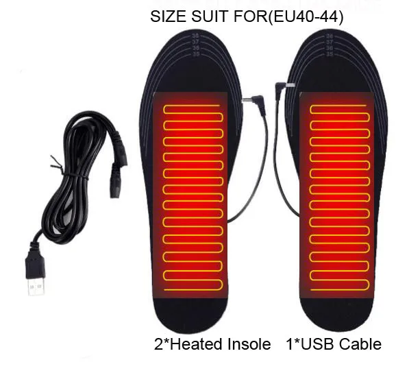 USB Cable 40-44 Новинка; стельки с подогревом; стельки для ног; стельки с подогревом; теплые стельки для мотоциклетных ботинок; стельки для спорта на открытом воздухе; теплые стельки для зимы - Цвет: USB Cable 40-44
