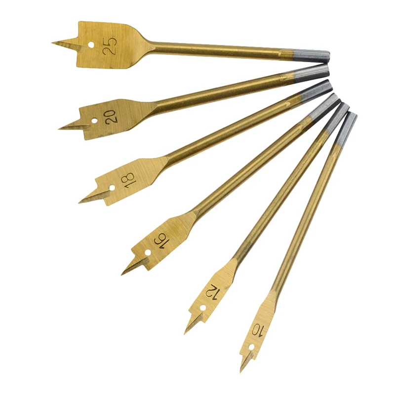 

6PCS 10-25MM Spade Drill Bit High-carbon Steel Spade Paddle Bits WoodWorking Flat Drilling Boring Tools
