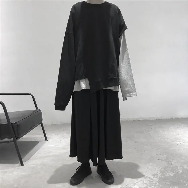 XITAO Black Irregular Sweatshirt Women Clothes Pullover Korea Fashion Elegant Small Fresh Casual Style Sweatshirt WQR1857