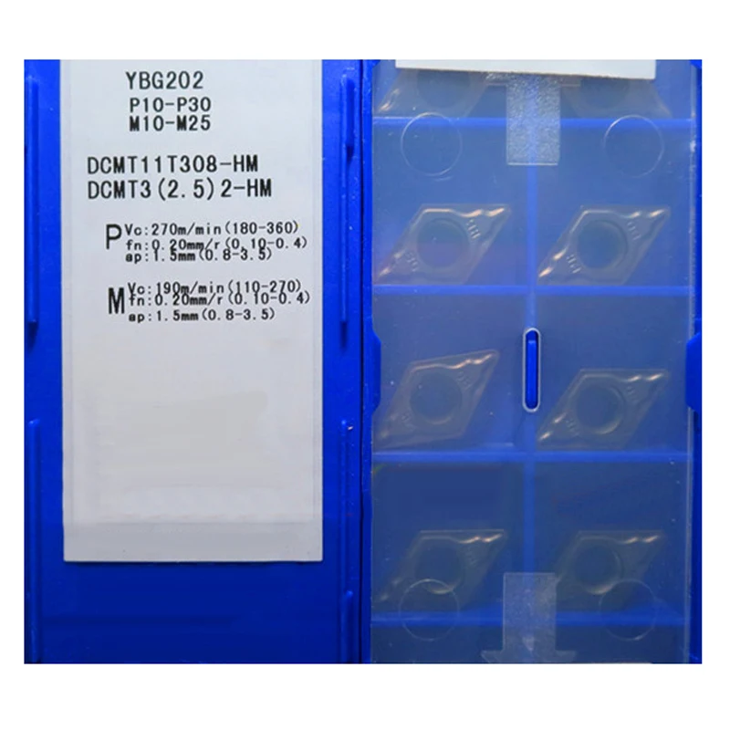 Inserti Da Taglio In Metallo Duro Dcmt Dcmt070204-Hm Dcmt070208-Hm Dcmt11T304-Hm Dcmt11T308-Hm Ybg202 Per Utensile Per Tornio In Acciaio E Acciaio Ino