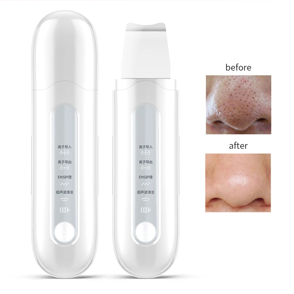 Ultrasonic Skin Scrubber Vibration Face Spatula Pulse Massager Cleaning Skin Scrubber Facial Cleaner Peeling Pore Cleaner