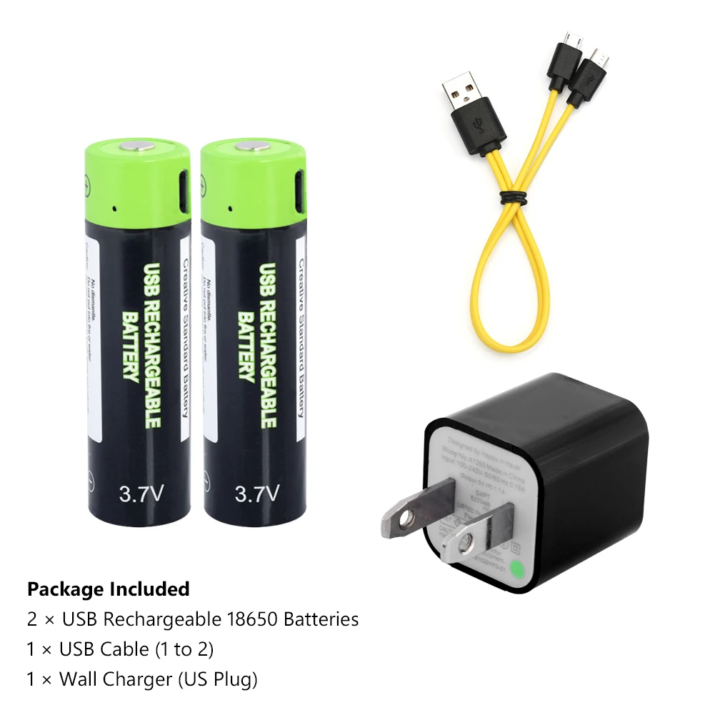 1500mAh USB 18650 Rechargeable li-ion Lipo Battery Cable Charger Kit For Toys controller batteries Lithium Polymer Battery - Color: 2Pcs UScharger cable