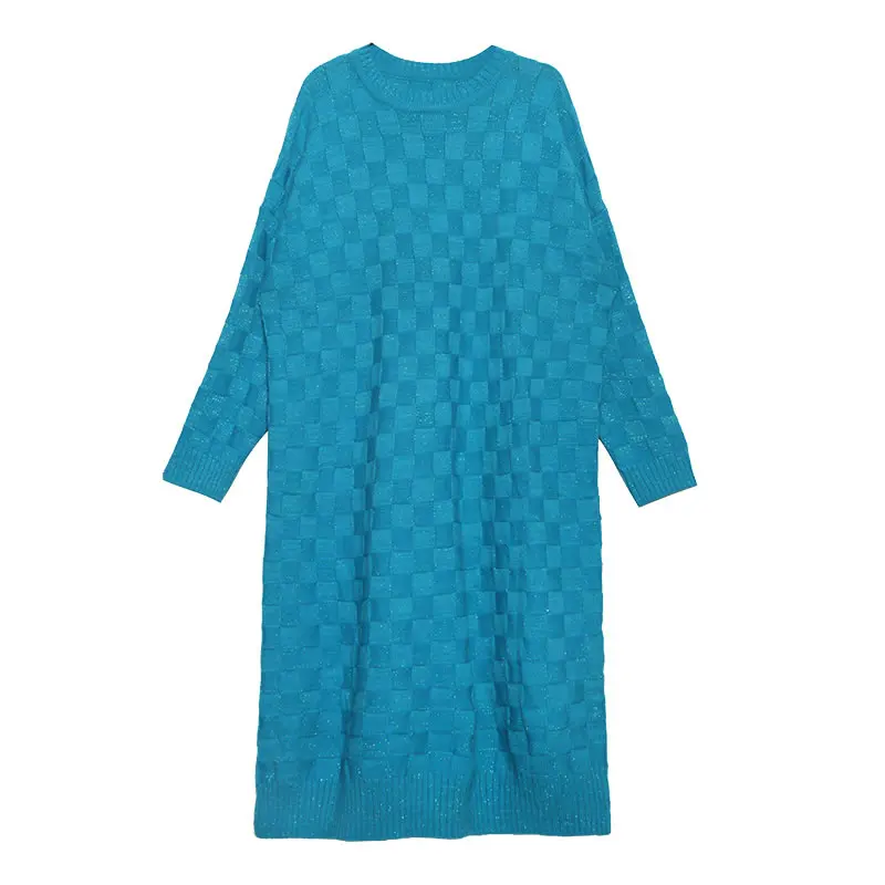 XITAO Plus Size Plaid Long Knitted Sweater Women