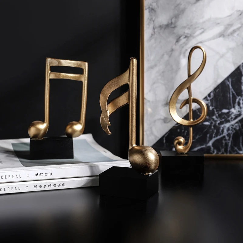 Ornament Crafts Golden Musical Note Handicraft Home Decor Figurine