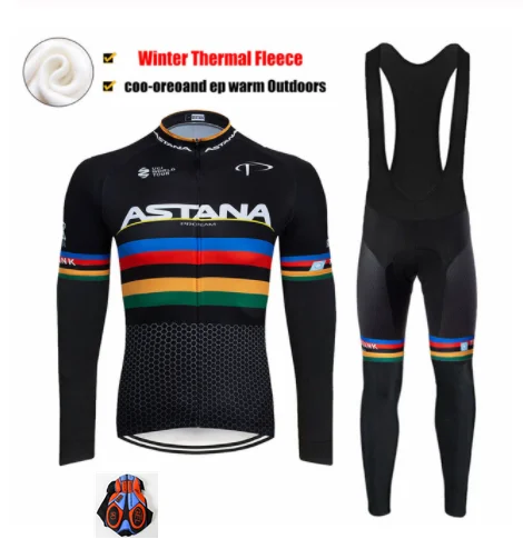Winter Cycling suit Астана зимний термальный флисовый комплект с длинными рукавами bicicleta maillot ciclismo комплект велосипедная зимняя одежда для велоспорта Ropa de invierno - Цвет: Winter Cycling suit