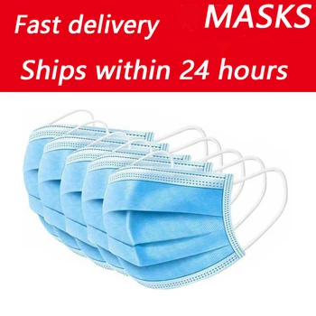 

In stock fash shipping 10 50 100 200 pcs 3 layer Face Mask Mouth Mask Disposable face Masks Thickened fase deliver