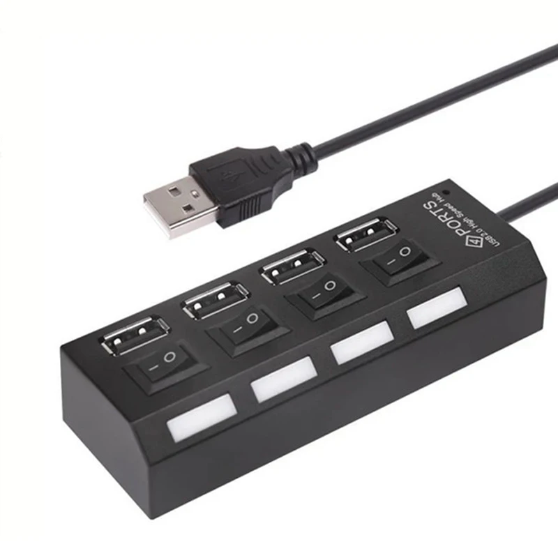7 Порты и разъёмы USB 2,0 концентратор высокой Скорость 480 Мбит/с вкл/выкл переключатель мульти Порты и разъёмы USB разветвитель для портативных ПК компьютер - Цвет: 4 Port White