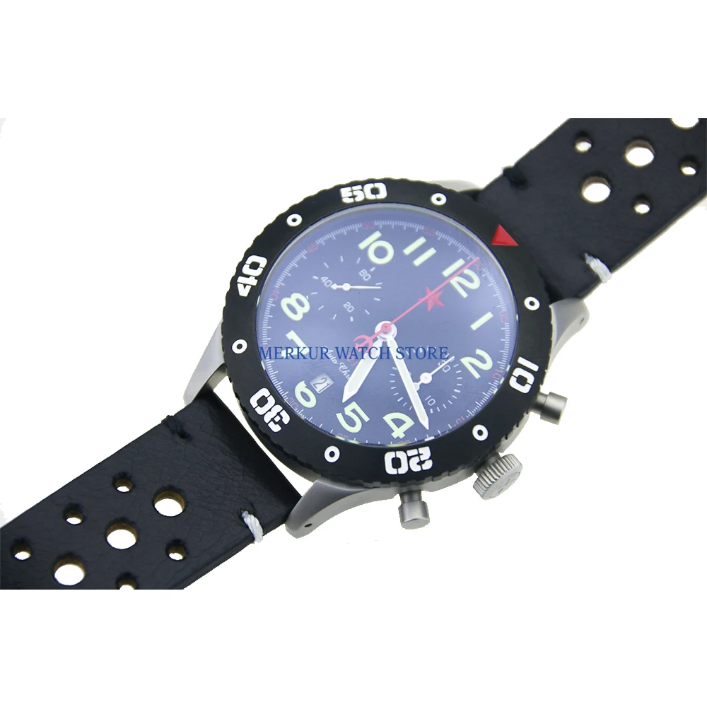 Sapphire Red Star Mechanical Chronograph Automatic Mens Pilot Watch Flieger B-UHR Military | Наручные часы