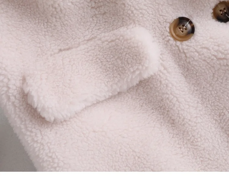 Winter Teddy Parka Genuine Sheep Wool Mid Long Jackets Women Double Breasted Office Lady Fur Coats Loose Outerwear Fur Clothing