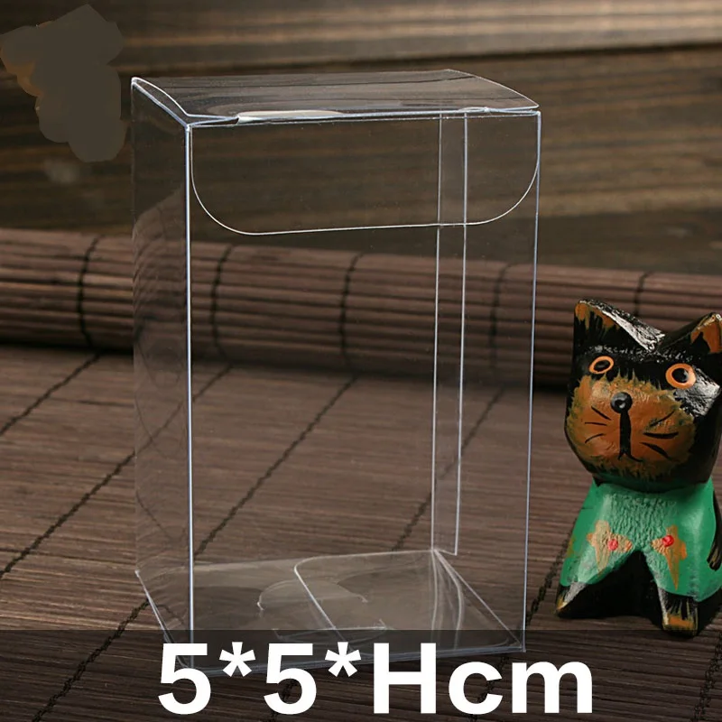 

5*5*H CM Transparent Waterproof Clear PVC Boxes Packaging Plastic Candy Box Storage Event&Party Supplies Wedding Gift Boxes