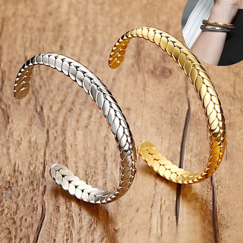 

Women's korean Stainless Steel Industrial Style Bracelet for Men's Retro-grey Braided Cuff Braslet Bangle Vintage Jewelry