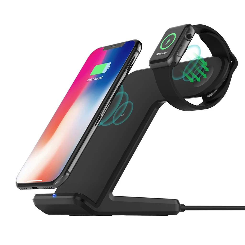 

2 in 1 Wireless Charger Dock QI Wireless Charging Stand Holder For iPhone Samsung Galaxy S9 For Apple Watch iwatch 3 2