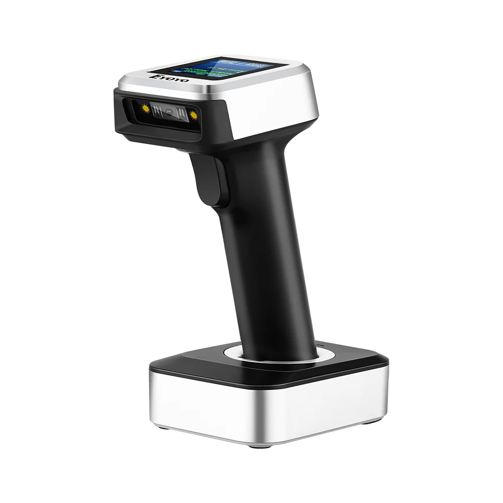 2.4G Wireless Bluetooth USB Wired CCD Barcode Scanner Color Screen w/ Real Time 