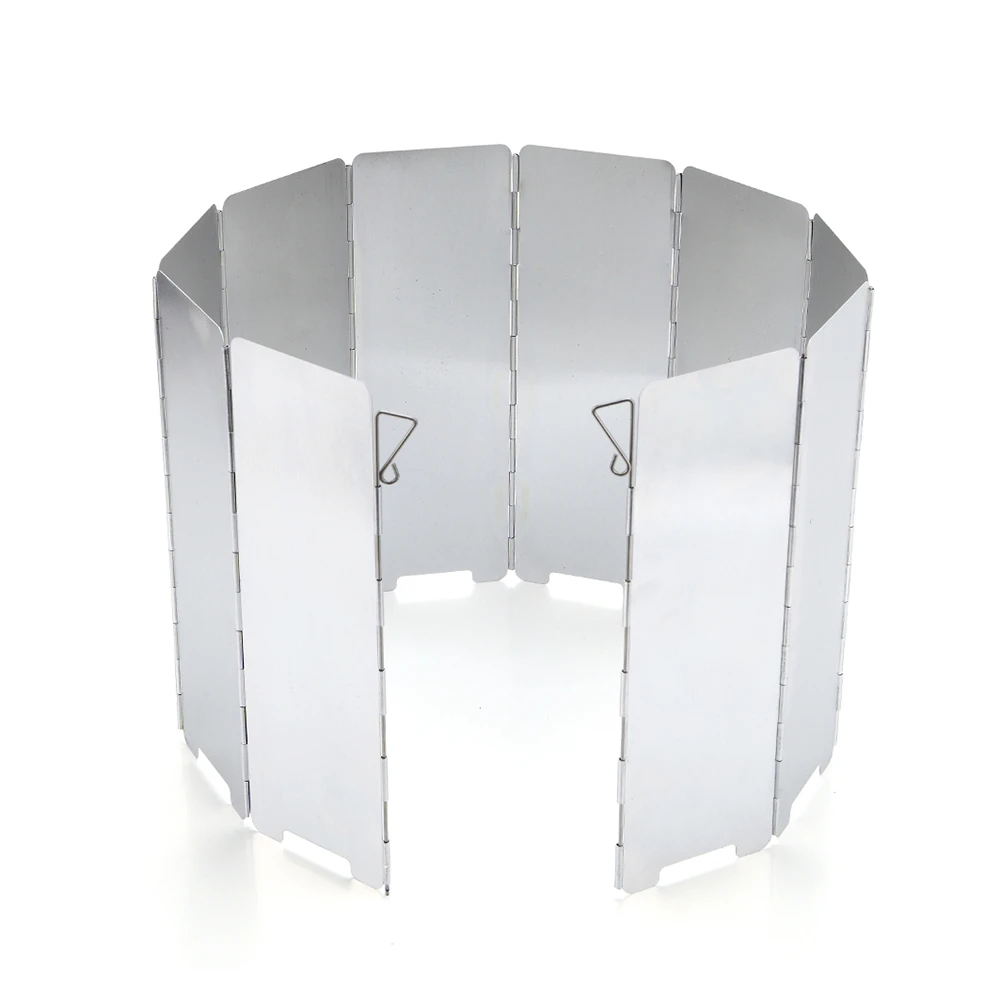 10 Plates Outdoor Gas Stove Wind Shield Foldable Camping Cooking Burner