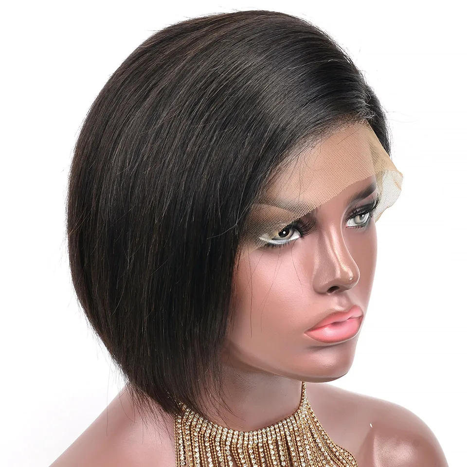 YVONNE дизайн натуральный цвет Ombre Pixie Cut Короткие парики бразильский Remy кружева передние человеческие волосы парики прямые 8 дюймов