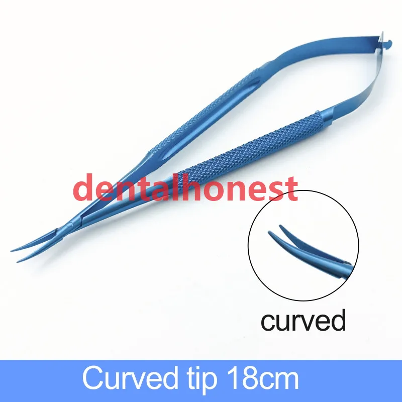 Curved Tip 18cm 1 шт., титановые хирургические зубные держатели для игл, прямой инструмент, 12 см/14 см/16 см/18 см - Цвет: Curved Tip 18cm