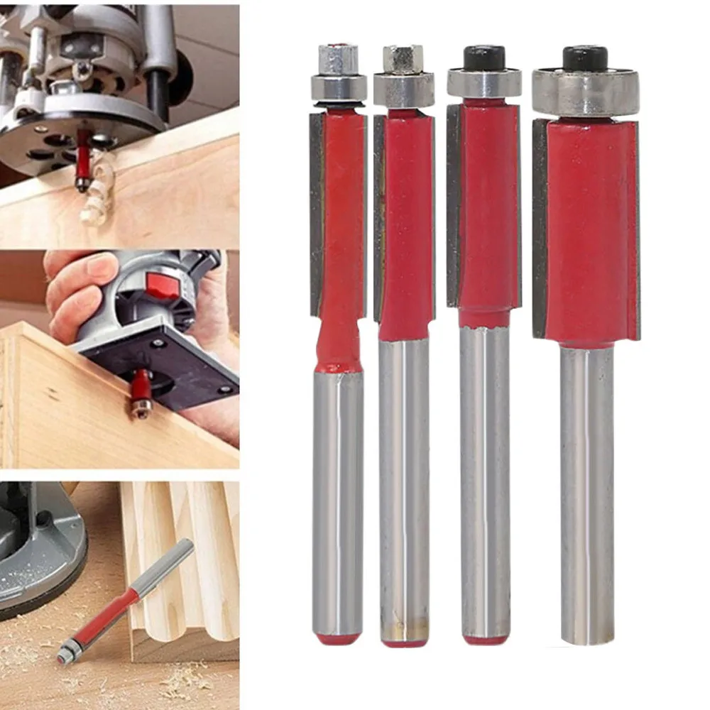 Flush Trim Router Bit Top /& Bottom Bearing 1H X 1//4 Shank Woodworking Tool,D