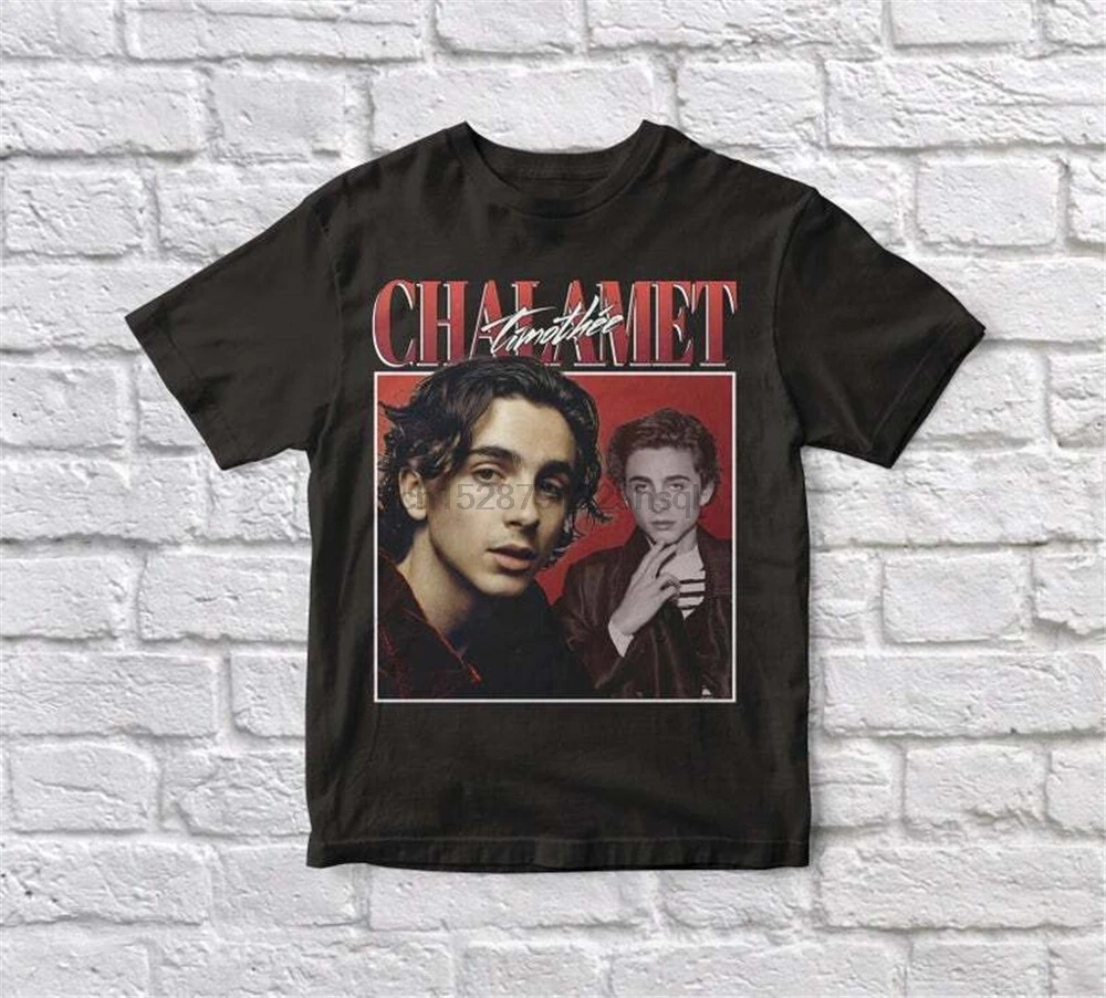 Timothee Chalamet 90 винтажная унисекс черная футболка перепечатанная печать