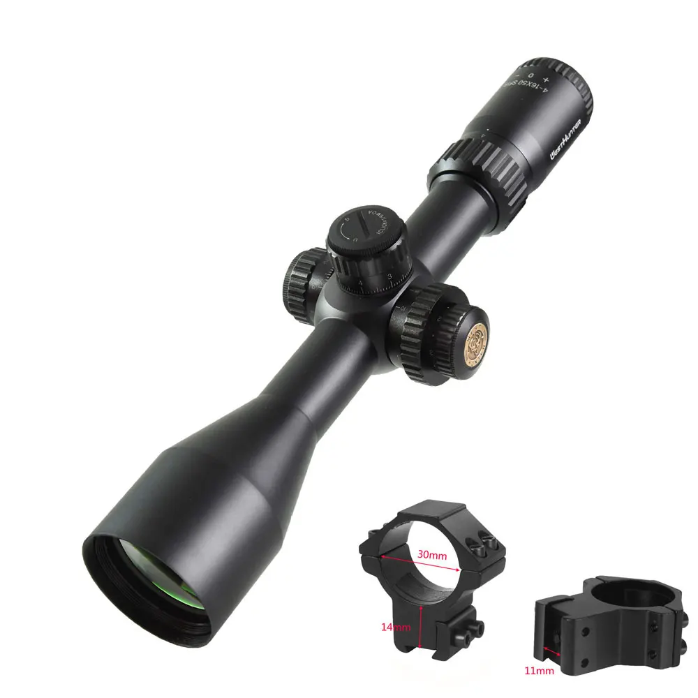 Боковая фокусировка тактический прицел WESTHUNTER 4-16X50SFIR страйкбол охотничий прицел Mil точка с подсветкой сетка Стрельба Оптика прицел - Color: Low 11mm Rings