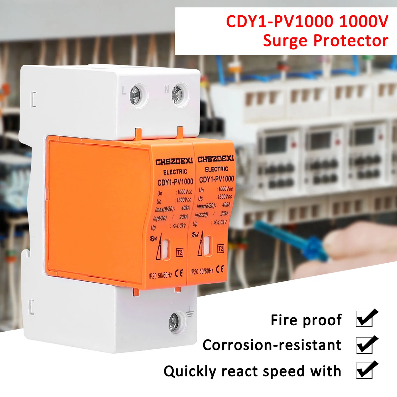 CDY1 PV1000 1000V Surge Protector Protective Low Voltage Arrester