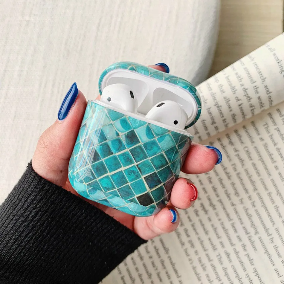 019-2 Чехол для наушников для Airpods 2 Чехол, роскошный мраморный чехол для наушников с авокадо для Apple Air Pods, защитный чехол для наушников, аксессуары - Цвет: 019-2