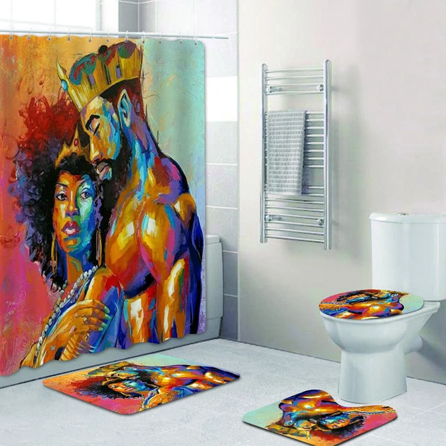 Cool African Afrocentric Pattern Art Bathroom Shower Curtain Set 4pcs –  BigProStore