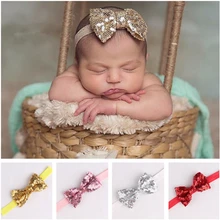 1pc recém-nascido da criança do miúdo do bebê acessórios de cabelo meninas glitter espumante arco turbante bandana do bebê headwear(China)