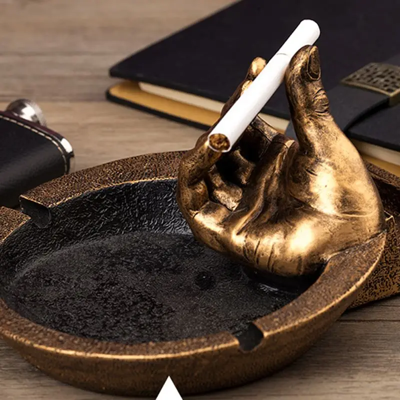 Creative Smoking Pipe Ashtray with Hand Personality Resin Ash Tray Cigarette Holder Phone Bracket Home Decor Y4UE