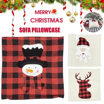

Christmas Sofa Pillowcase Cushion Cover Cartoon Santa Claus Elk Snowman Pattern Pillowcase for Home Decorations FPing