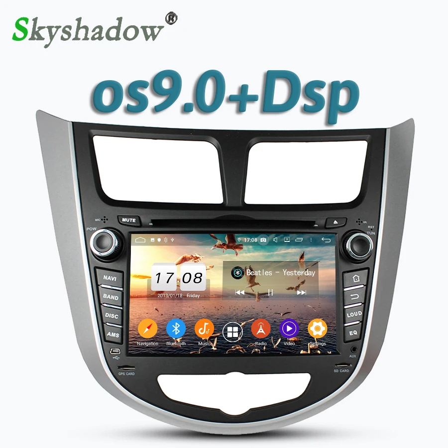 Автомобильный dvd-плеер DSP Android 9,0 4G ram RDS радио gps карта Bluetooth WiFi для HYUNDAI Verna Accent Solaris 2011 2012 2013