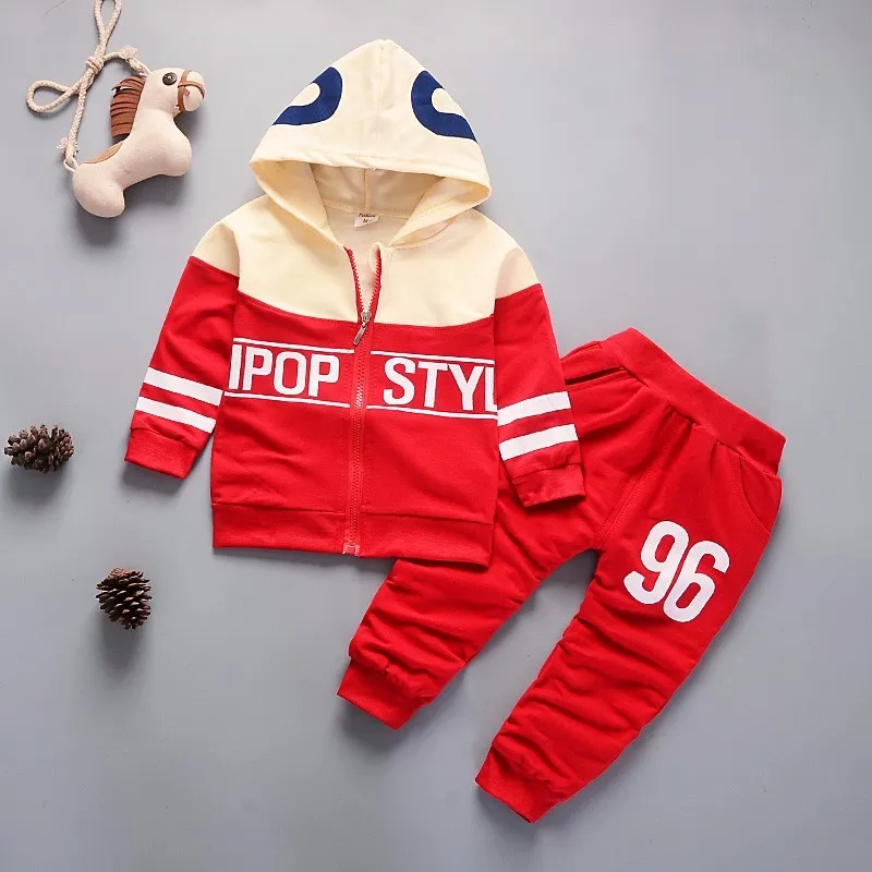 JG96 Red На весну для малыша; на каждый день спортивный костюм детские хлопковые носки для мальчиков и девочек, куртка на молнии и брюки 2 шт./компл. детские спортивные костюмы для отдыха Детские Костюмы - Цвет: JG96 Red