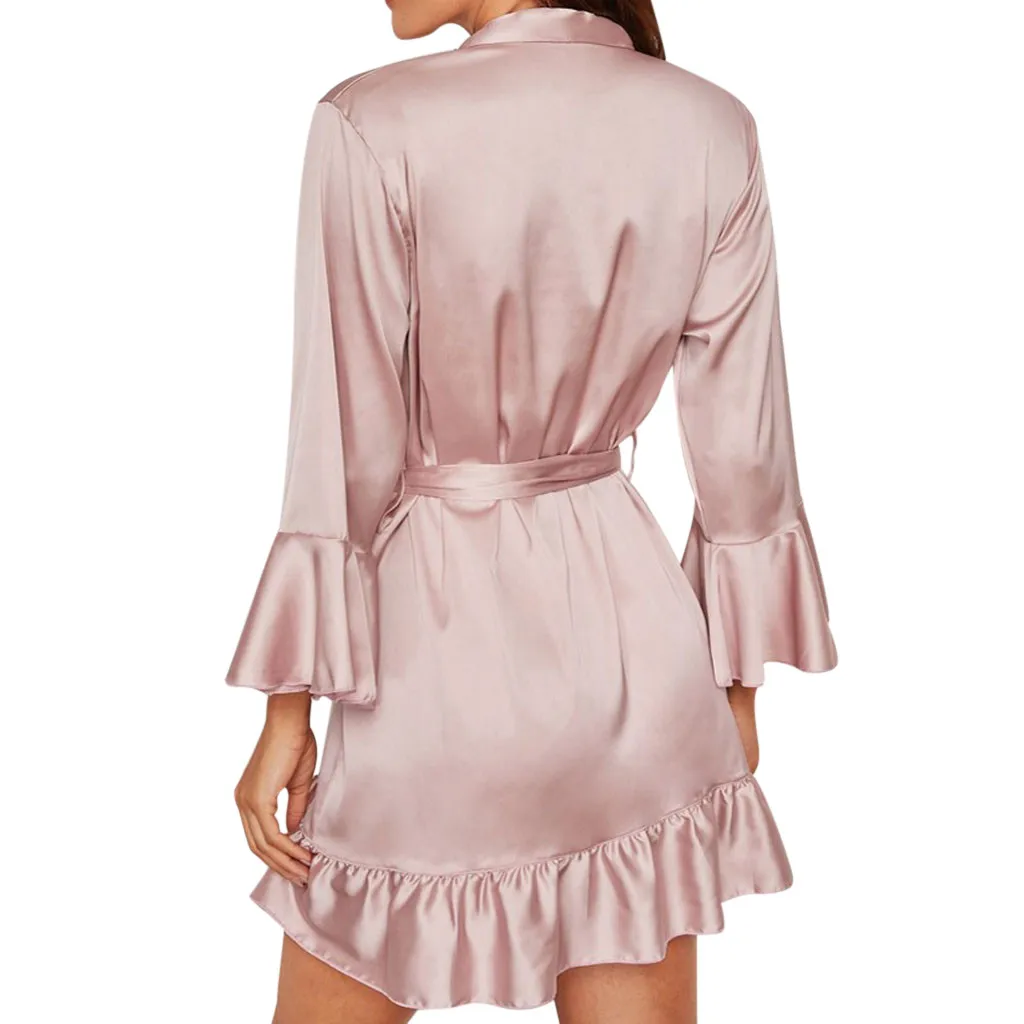 Silk Women's Satin Woman Lace Robe Female Lace Bathrobe Womens Robes Sleepwear Ladies Sexy Robe For Women Drop Shipping