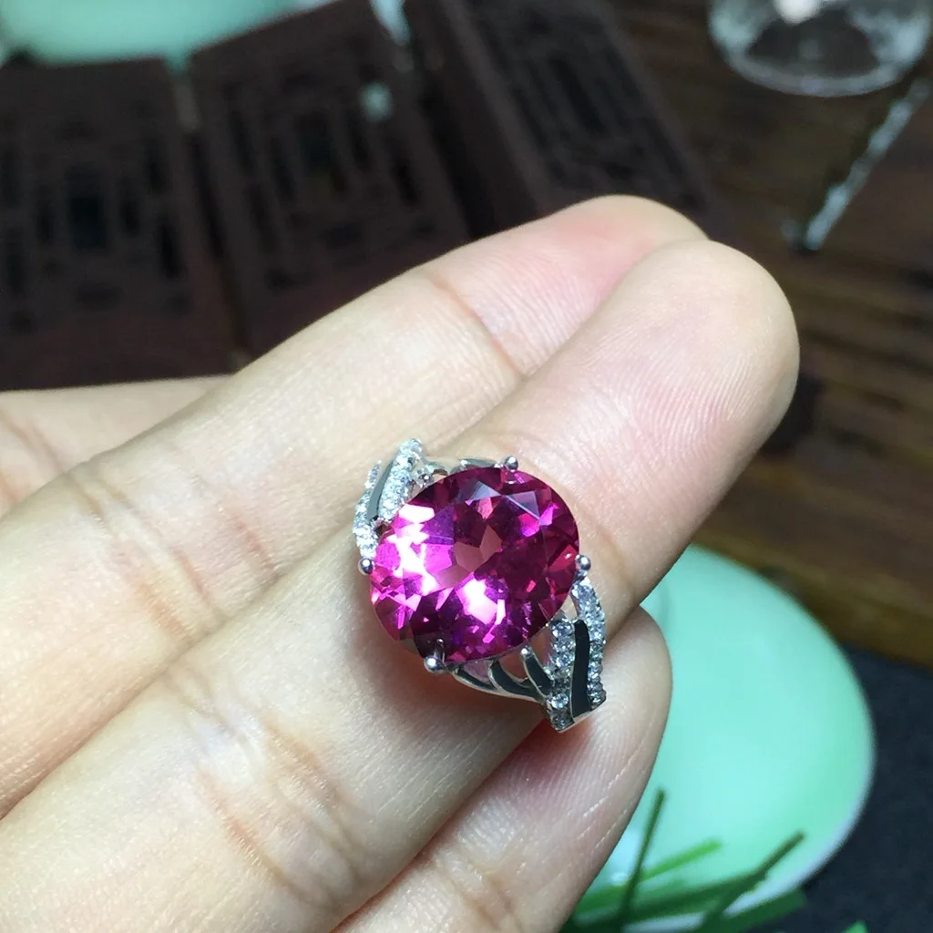 

5 Karat Natural Powder Topaz Ring 925 Sterling Comparable Red Tourmaline Support Identification