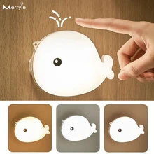 

Animal Cartoon Night Lamp for Kids Child Baby Pir Motion Sensor Cabinet Lights 3 Colors Touch Switch Bedside Bedroom Wall Lamp