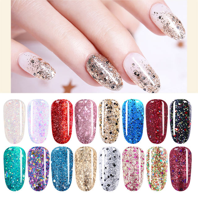 LILYCUTE Colorful Glitter Sequins UV Gel Nail Polish