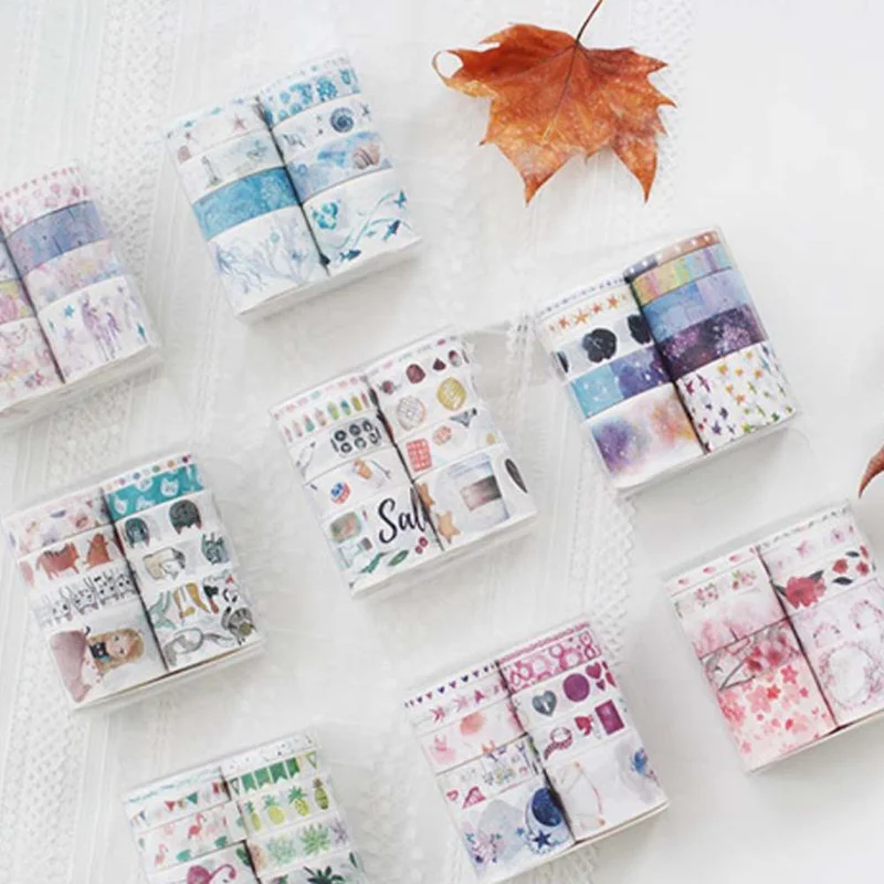 10 шт./компл. Kawaii набор для скрапбукинга лента Washi цветок Бумага изоляционная лента клейкая лента для поделок Стикеры канцелярских принадлежностей