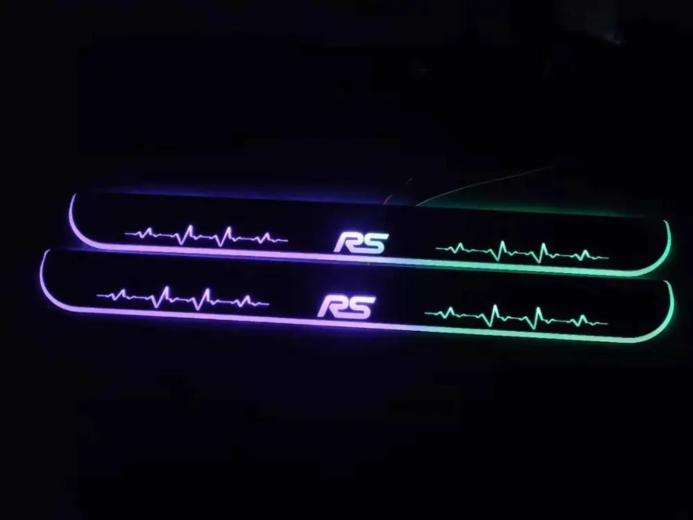 RQXR светодиодный движущаяся дверная Накладка для ford focus rs dynamic дверная Накладка на порог плоский накладной rgb Радужный светильник, 2 шт