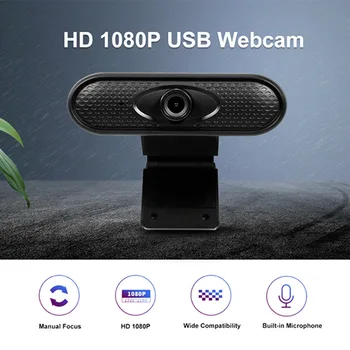 

USB 2.0 Webcam 1080P Desktop Computer Laptop Video Chatting Webcam Driver-free with Built-in Mic