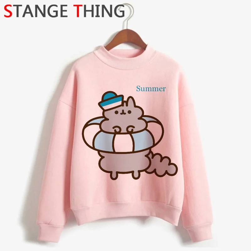 Kawaii Pusheen кошки Harajuku 90s Толстовка Женская водолазка теплая Милая графическая Ullzang толстовка модная забавная мультяшная толстовка женская - Цвет: H2948