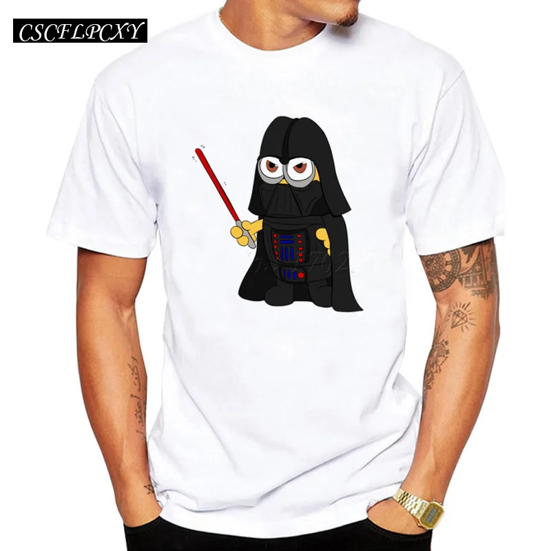 

Asian Size fashion Darth Minion men t-shirt short sleeve casual tops Star Wars Minions cartoon printed boy funny tee