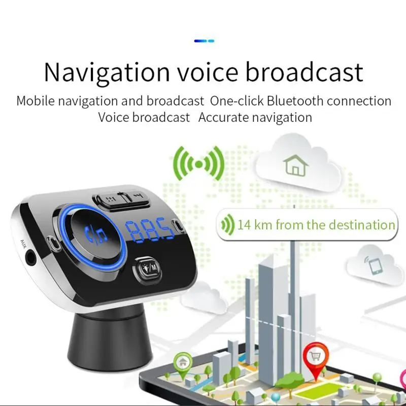 AUX Play автомобильный fm-передатчик Bluetooth 5,0 FM модулятор USB Автомобильное зарядное устройство комплект громкой связи MP3 плеер ночное видение светодиодный светильник