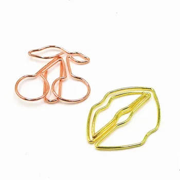 

50pcs Cute Cherry Lips Mini Paper Clips Kawaii Stationery Metal Clear Binder Clips Photos Tickets Notes Letter wholesale