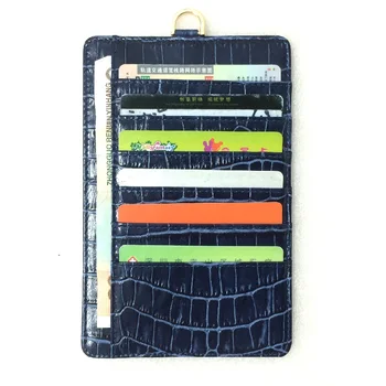 

Genuine Leather Card Holder Strap Phone Pouch Bag Case For iPhone 11 Pro Max XS X XR 7 8 Plus Luxury Crocodile Thin Cover Blue