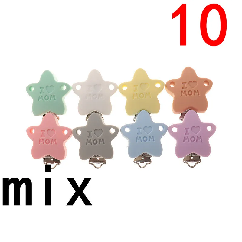 ATOB 10PCS Pacifier Clip Silicone Round Teether Clips DIY Baby Pacifier Dummy Chain Holder Soothing Pacifier Accessories - Цвет: mommix0