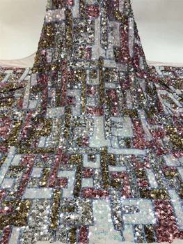 

African lace fabric 2020 high quality lace fabric Nigeria French sequined tulle mesh lace fabric clothes FJ36951
