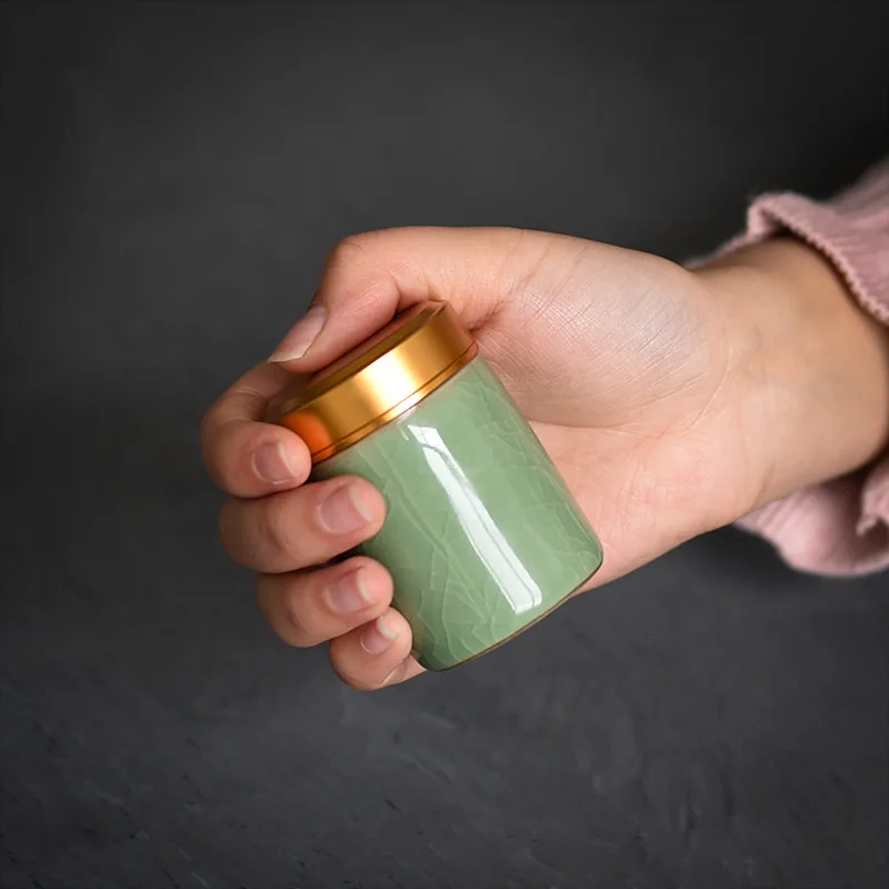 Чайная коробка, Мини, Celadon, ящики для хранения, герметичные, кофейные банки для порошка, контейнер для чайных листьев, портативный органайзер для путешествий
