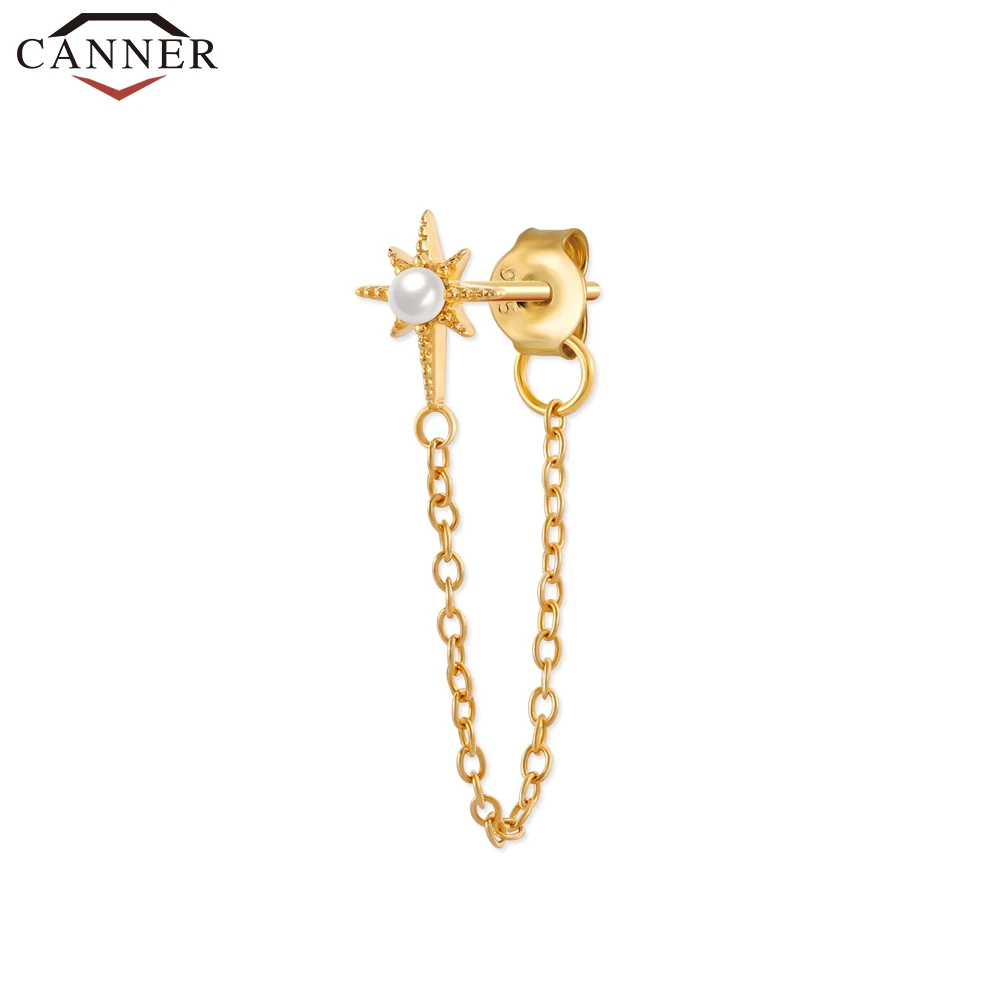 gold 5 1 шт., 925 пробы, серебряные серьги-цепочки с кристаллами и цирконием для женщин, золотые, серебряные, цвета радуги, Луны, звезды, CZ, серьги-гвоздики, ювелирные изделия для ушей - Окраска металла: gold 5