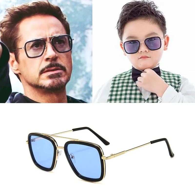 Детские солнцезащитные очки Lentes Tony Stark, солнцезащитные очки, сплав, очки, Железный человек, для детей 8-16 лет, для мальчиков и девочек, UV400, Okulary dzieci