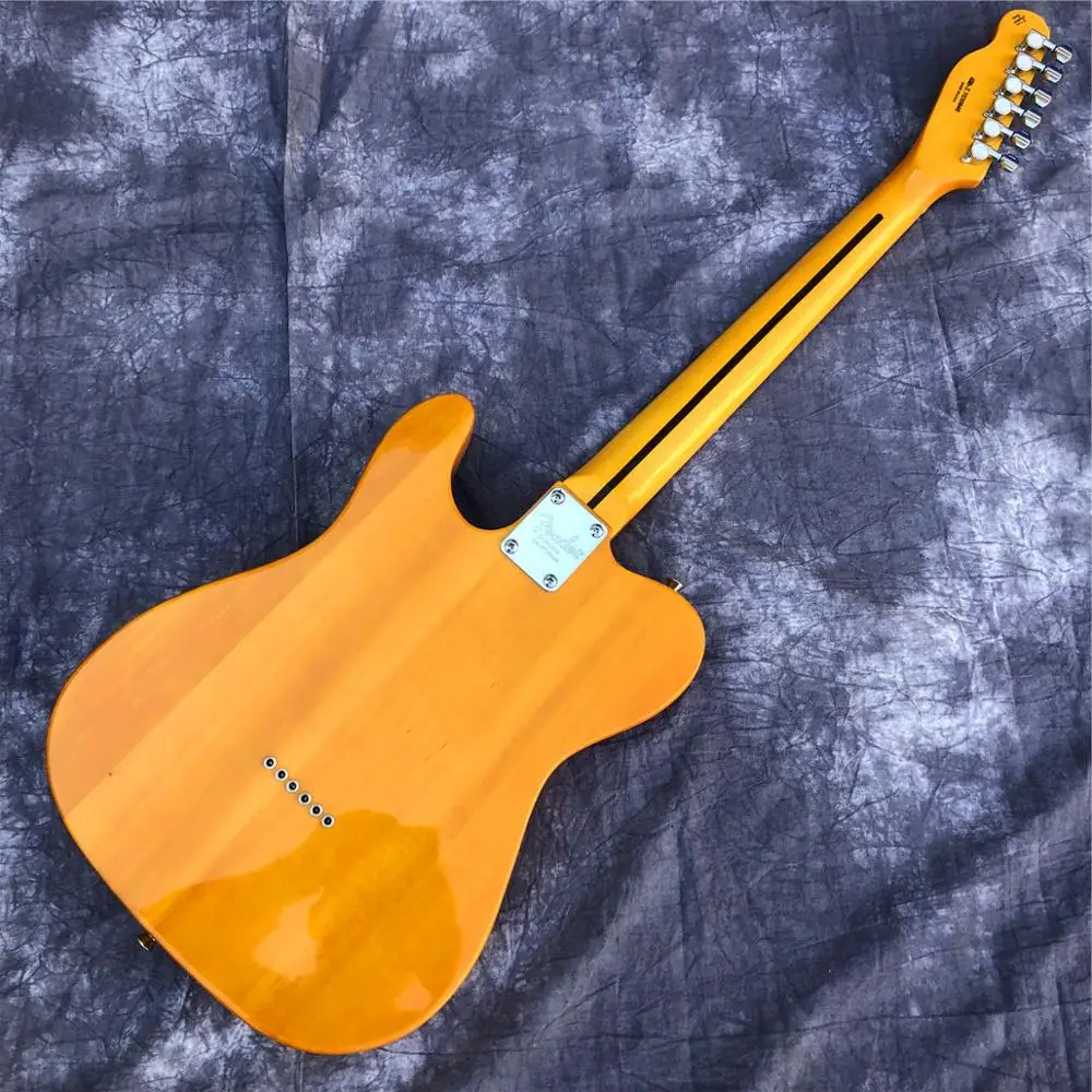 In stock Yellow Fen TL Electric Guitar,Top Quality Maple Neck Wax Potted Tele Guitar,Free shipping