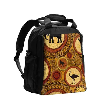 

African Ethnic Animals Baby Nursing Bag Diaper Bag Large Capacity Travel Nappy Backpack